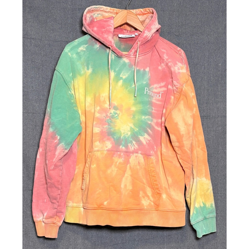 Profound Aesthetic Tie Dye Hoodie Mens Large Multicolor Embroidered Logo Cotton